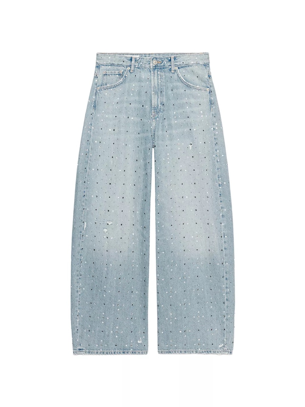 Zara Light Blue bejeweled Wide-Leg Jeans